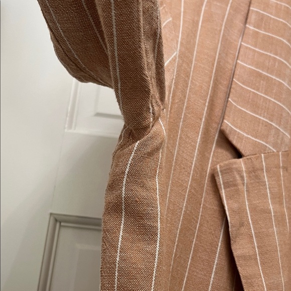 Stradivarius Brown and White Striped One Button Closure Casual Blazer - Sz Small - Picture 11 of 16